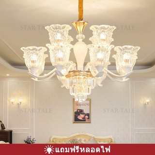 Ceiling Lights โคมไฟ โคมระย้า Citrine โคมไฟคริสตัล โคมไฟห้องนั่งเล่น สไตล์ยุโรป โคมไฟเพดานร้านอาหาร