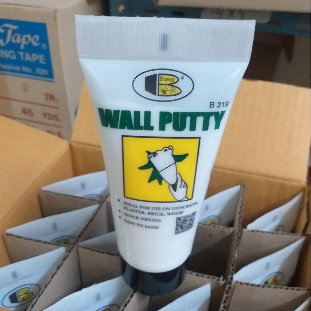 สีโป้ว ซ่อมผนัง ซ่อมรอยแตกร้าว กันซึม อุดรอยรั่ว BOSNY Wall Putty B219 บอสนี่ โป้วกำแพง ซ่อมรอยแตกร้าว สีโป๊ 320 กรัม