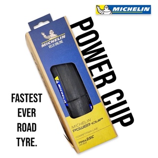 (2สี) ยางนอก จักรยาน ยางเสือหมอบ Michelin Power Cup ตัวแรง ค่า Rolling ต่ำกว่ายี่ห้ออื่น 1 เส้น น้ำหนักเบา 200g