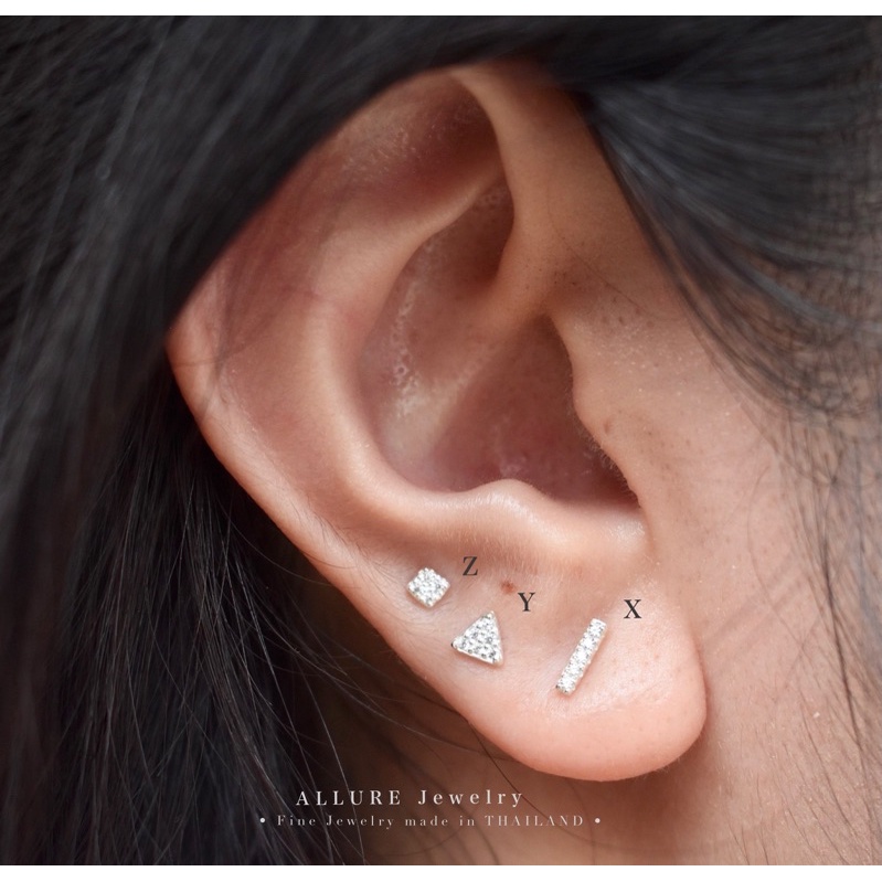 ต่างหูเงินแท้ 925 ประดับเพชร CZ Swiss diamond Allure Jewelry [ minimal set - Allure Jewelry ]