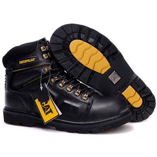 Loveu CAT Mens First Layer Cowhide Martin Bootsรองเท้าเซฟตี้ผู้ชายรองเท้าบูทหุ้มข้อหนังแท้ Ankle Work Steel Toe Safety Boots