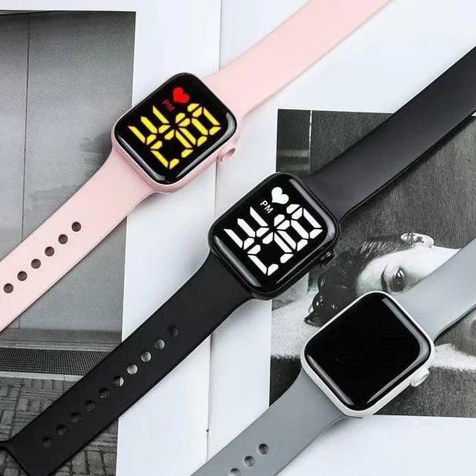 Pa นาฬิกา LED ดิจิตอลยางอิเล็กทรอนิกส์แฟชั่นผู้ชายผู้หญิงเด็กวัยรุ่นพรีเมี่ยม JF073