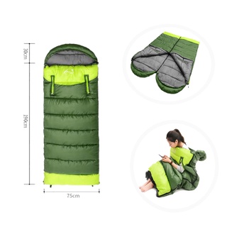 camping sleeping bag ถุงนอนสอดมือออกได้  ถุงนอนเดินป่า  ถุงนอนแคมปิ้ง  กันหนาวได้10องศา น้ำหนักเบา พกพาสะดวก