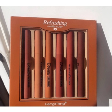 เซตลิป Heng Fang Refreshing Matte Color Set Lip Dream matte color ลิปสติก ลิป เซต 6 แท่ง 6 สี เนื้อก