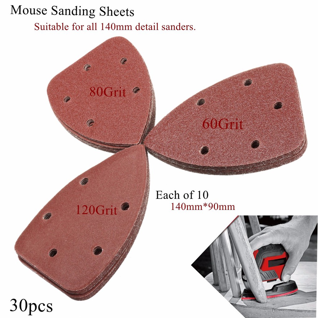 30 ชิ้น 60 + 80 + 120Grit แผ่นขัดกระดาษทรายดิสก์สําหรับ Black & Decker Palm Sander