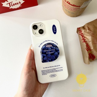 For เคสไอโฟน 14 Pro Max [IMD with Pop Stand Blueberry Yogurt] เคส Phone Case For iPhone 13 Pro Max 12 Mini 11 X XS Max XR For เคสไอโฟน11 Ins Korean Style Retro Classic Couple Shockproof Protective TPU Cover Shell