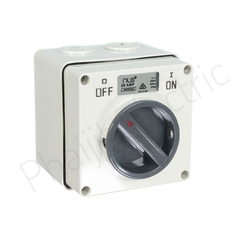 Haco 66SW220LE สวิตช์หมุนทางเดียวแบบฝัง (ไม่รวมกล่อง) 20A 2P 250V Conductor 2.5-25mm² 66SW220LE Rota