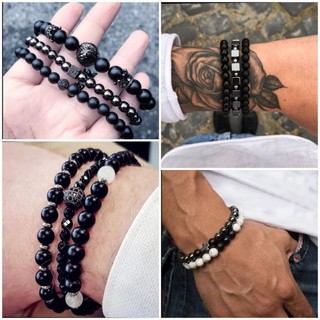 ✨ชุดเซ็ทกำไลแห่งโชคลาง💖แม็ทกับเสื้อผ้า Classic Stone Bead Bracelet