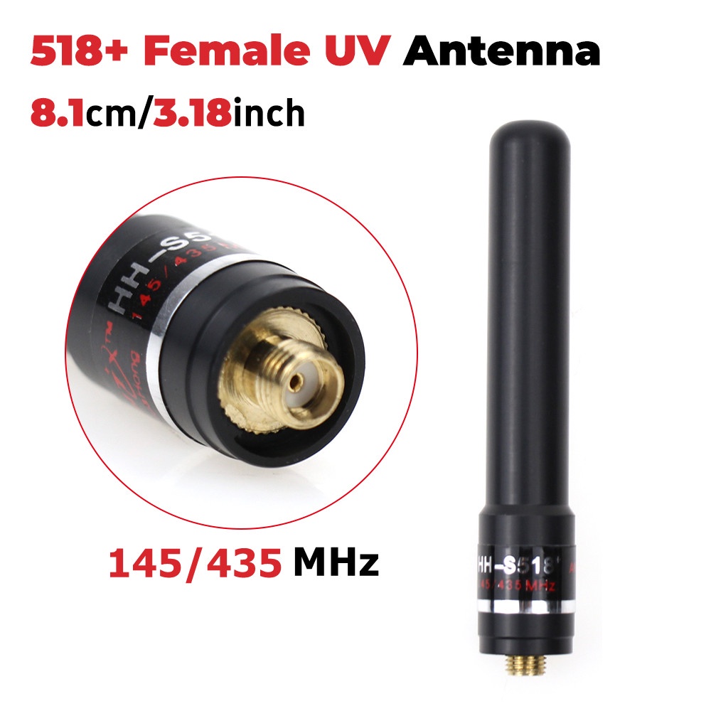 SMA-F เสาอากาศคู่หญิง HH-S518 เหมาะสําหรับ Baofeng UV-5R V2 + GT-3 UV-82 BF-F8HP BF-888S Retevis H77