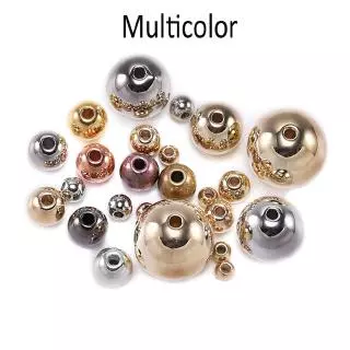 ลูกปัดทรงกลม 3 4 5 6 8 มม . สีทองเงินสําหรับทําเครื่องประดับ Diy
