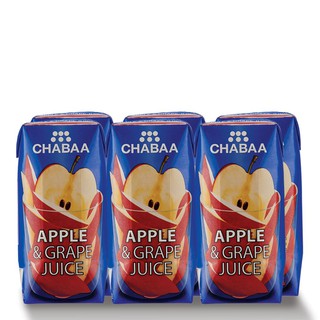 ชบา น้ำแอปเปิ้ลผสมองุ่น 40% 180 มล. 6 กล่อง x 1 แพ็ค Chaba 40% mixed grape apple juice 180ml. 6 boxes x 1 pack