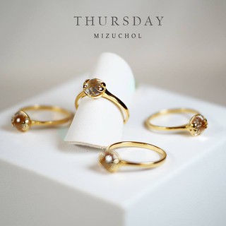 MIZUCHOL แหวนพลอยเสริมดวงวันพฤหัสบดี Lucky Me White Topaz Ring