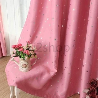 i2shop ผ้าม่านทึบกันร้อน ม่านประตูผืนใหญ่4เมตร กั้นห้อง ผ้าม่านหน้าต่าง กันแสงกันยูวี พิมพ์ดาว⭐ (ห่วงตาไก่) พร้อมส่ง