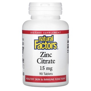 Natural Factors, Zinc Citrate 15 mg ขนาด 90 เม็ด