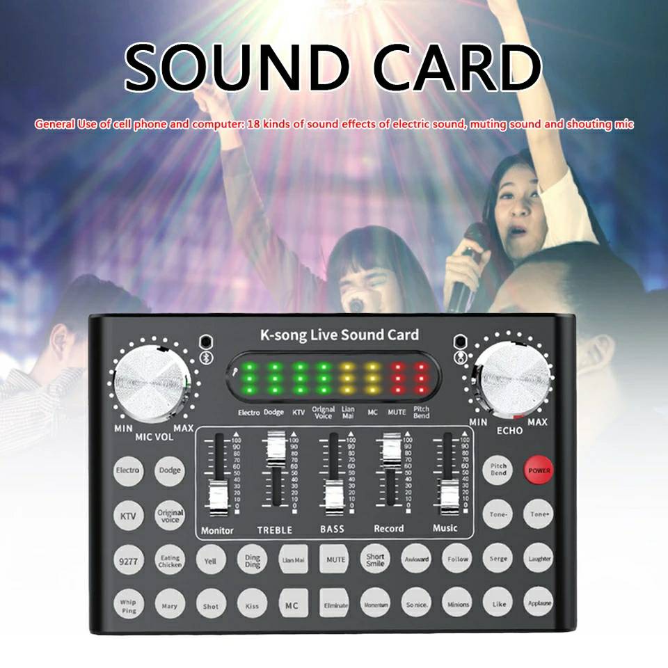 F9&amp;F007 การ์ดเสียงมิกเซอร์ การ์ดเสียงพร้อม Bluetooth การ์ดเสียงสดดิจิตอล USB 3.5 มม. F9 การ์ดเสียง Live Sound Card Usb