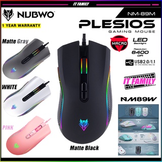 ราคาเมาส์เกมมิ่ง Nubwo NM-89M เมาส์เกมมิ่ง มาโคร LED มี 4สี ดำ,ขาว,เทา,ชมพู รับประกันศูนย์ 1ปี