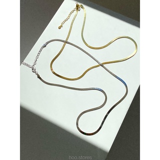 [all silver 925] hoo.stores Snake Chain Necklace (Rhodium/ 18k gold plated) สร้อยคอโซ่ สร้อยคอสีทอง สร้อยคอเงินแท้ s925