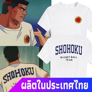 เสื้อยืดผ้าฝ้ายIllicit เสื้อยืดลำลอง Anime Slam Dunk เสื้อยืด Xiangbei Sakuragi ดอกไม้แผนที่ผ้าฝ้ายแขนสั้น Rukawa Maple