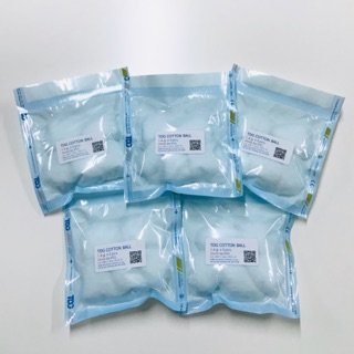 สำลีก้อน ปลอดเชื้อ 5 ลูก/ซอง ขนาดใหญ่ 1.4 กรัม 🎈แบ่งขาย 5 ซอง🎈 Cotton Ball 1.4g. X 5 Sterile