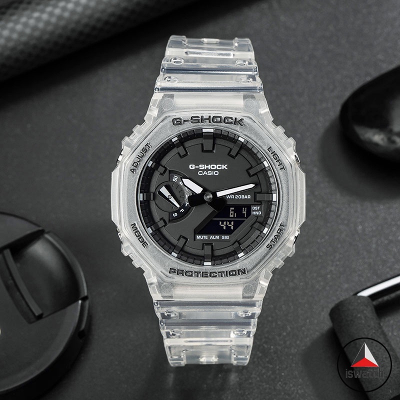【พร้อมส่ง】Casio G-shock GA-2100SKE-7A นาฬิกาข้อมือดิจิทัลอะนาล็อก สายใส สําหรับผู้ชาย ผู้หญิง