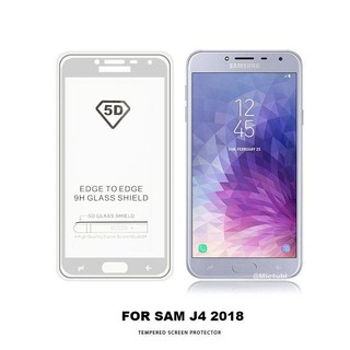 กระจกนิรภัย กันรอย กาวเต็ม เต็มจอ เก็บขอบ 5D Samsung Galaxy J4 2018 สีขาว