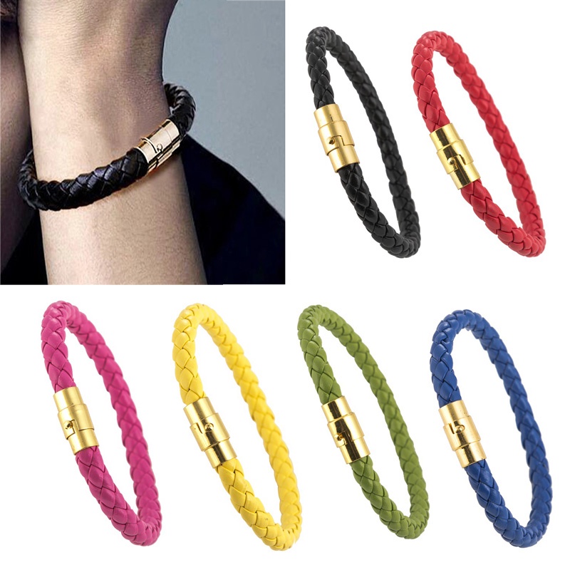 เครื่องประดับกําไลข้อมือสร้อยข้อมือหนังถักอินเทรนด์ผู้หญิงผู้ชาย