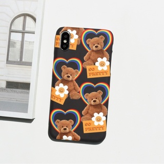 【Korean Phone Case Momo】 Teddy Pattern Black 5 Types Slim Card Cute Hand Made Cute Unique Design SAMSUNG Compatible for iPhone 8 xs xr 11pro 11 12 12pro mini Samsung Korea Made