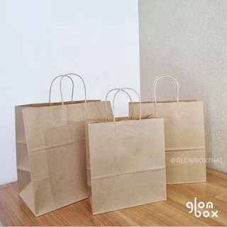 ถุงกระดาษ ถุงกระดาษหูหิ้ว สีคราฟท์ M 26x12x28 cm (25/50 ใบ/แพ็ค) มีหลายขนาด คุณภาพดี ภาพจากสินค้าจริง