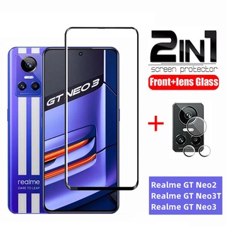 2in1 ฟิล์มกระจกนิรภัยกันรอยหน้าจอ สําหรับ Realme GT Neo 3T 2 3 Neo3T Neo3 Neo2 C25Y C21Y GT2 Pro Realme C35 C21 C25