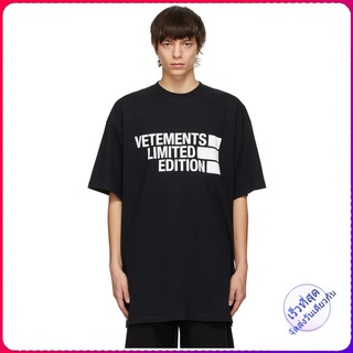 Vetements เสื้อยืดคอก ลมแขนสั้นผ้าฝ้ายสีด ํา 210303