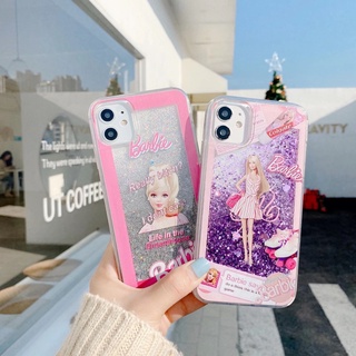 พร้อมส่ง Pink Barbie iPhone12proMax 12mini 11 (6.1)11 proMax quicksand dynamic case iPhone XR iX XsMax iPhone i7 i8 2020se iPhone6plus 7plus 8plus cute cartoon mobile phone case i6 6s