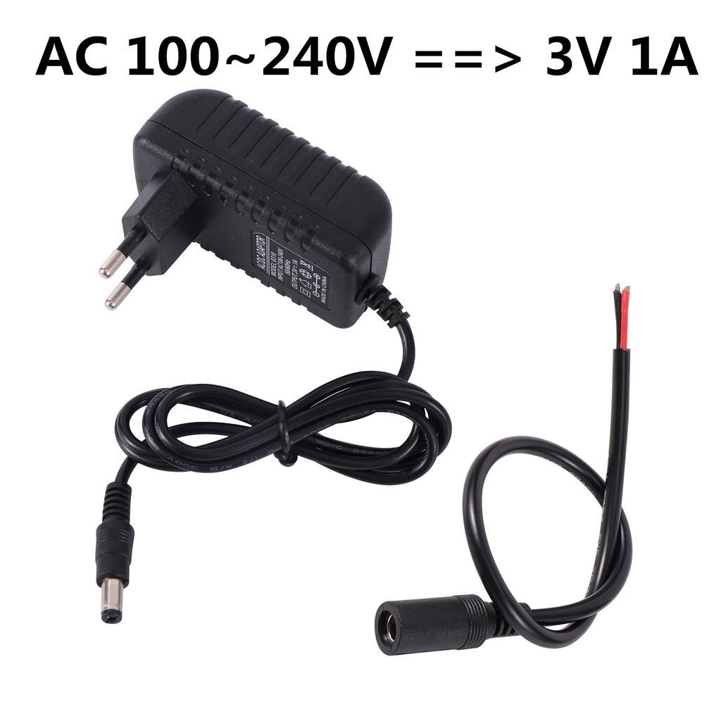 Ac 110-240V ถึง 3V 1A Universal Power Adapter Supply Charger Adaptor EU Adapter Cable สําหรับ LED Light Strips Connecting line