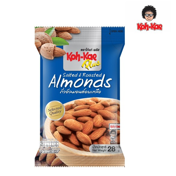 koh-kae โก๋แก่พลัสอัลมอนด์อบเกลือ 28g 1 แพ็ค (6 ซอง)
