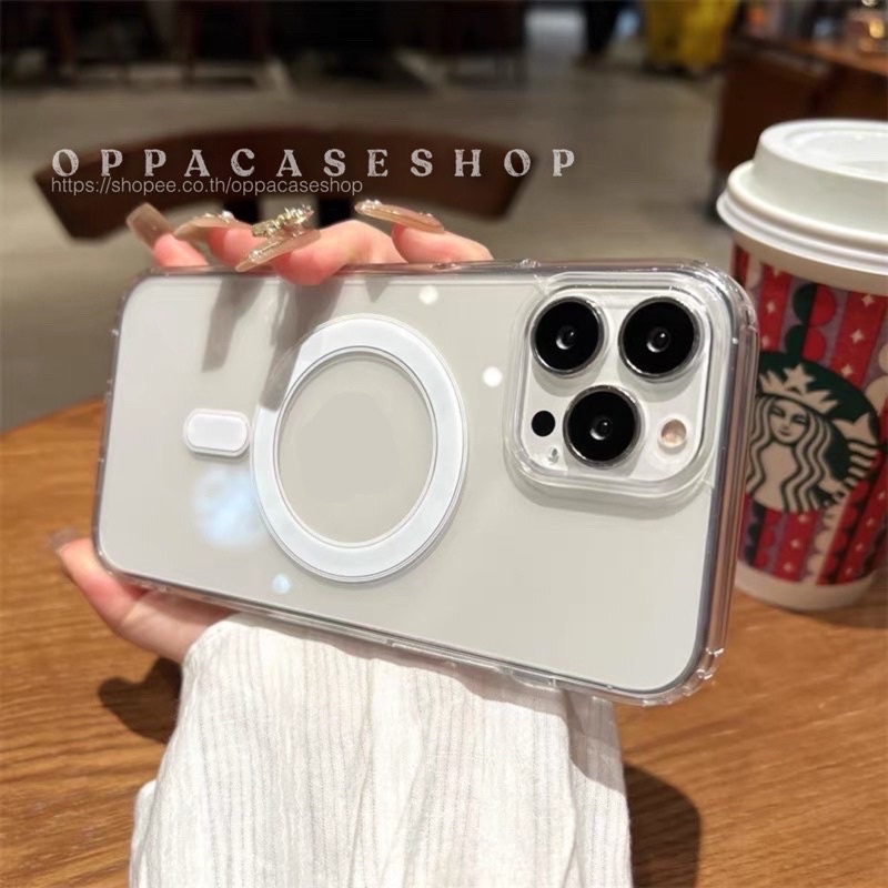 MS08 เคสใสแม่เหล็กชาร์จ เคสสำหรับรุ่น 78/SE20-16 16Plus 16Pro 16ProMax Filp5 Filp6 S23Ultra S24Ultra