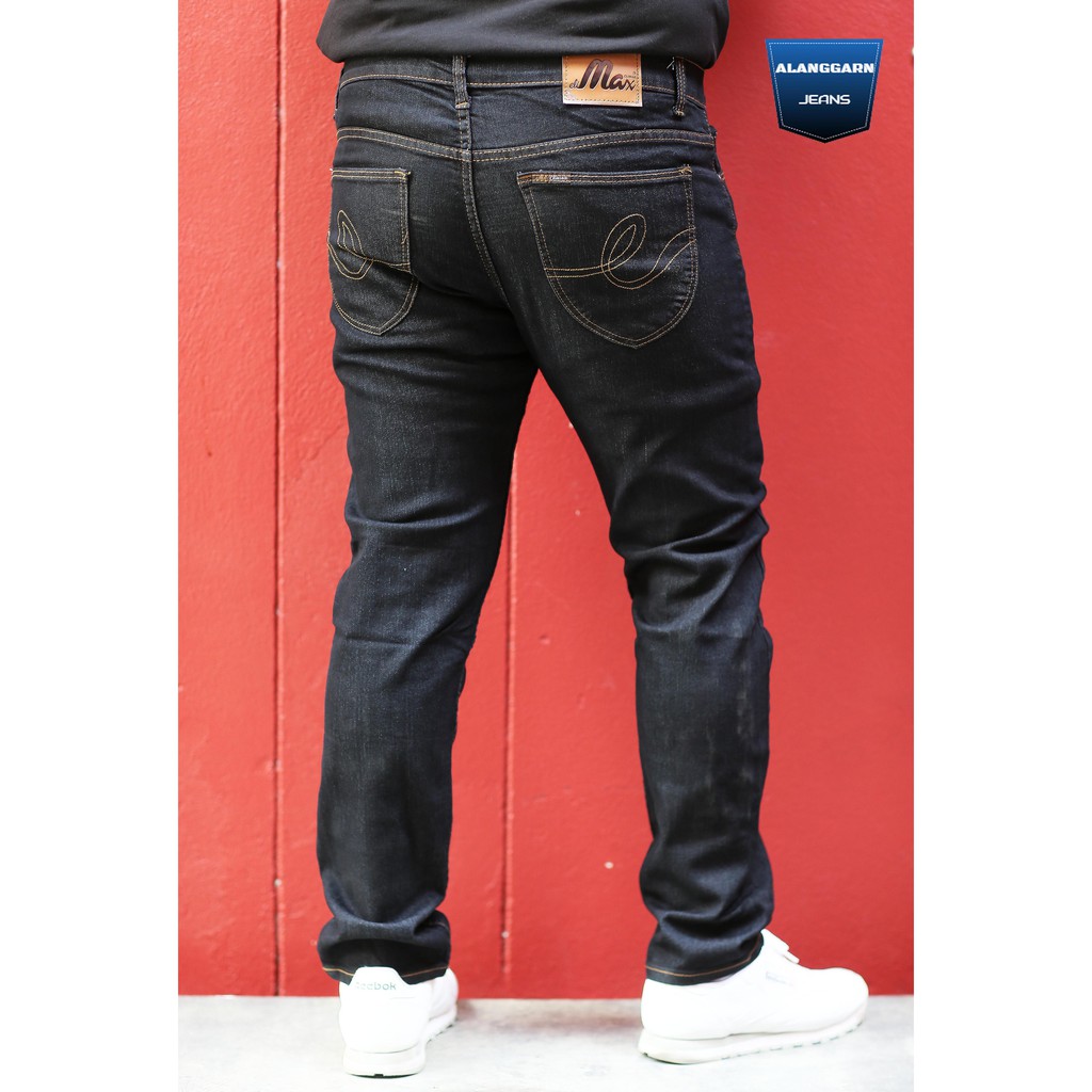 กางเกงยีนส์ชายอ้วน กางเกงยีนส์ชาย M204 JUMBO SIZE28 -50 สีดำล้างน้ำ ผ้ายีนส์ยืด ทรงกระบอกเล็ก (เป้าซิป) By Alanggarn1