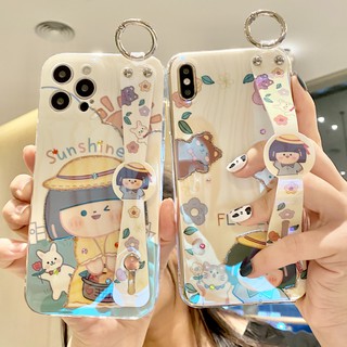 เคสโทรศัพท์มือถือ ลายการ์ตูนแมวน่ารัก ประดับพลอยเทียม พร้อมสายคล้องข้อมือ สําหรับ Samsung Galaxy s9 s10 s20 plus s21 s22 s23 ultra s21fe s20fe note 8 9 10 plus note20 ultra