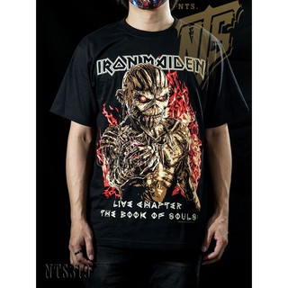 ผ้าฝ้าย 100% 319 Iron Maiden Live Chapter เสิ้อยืดดำ เสื้อยืดชาวร็อค เสื้อวง New Type System  Rock brand Sz. S M L