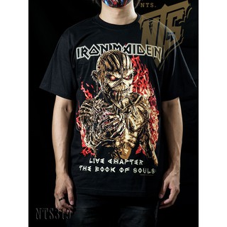 เสื้อยืดคอกลมNTS 319 Iron Maiden Live Chapter เสิ้อยืดดำ เสื้อยืดชาวร็อค เสื้อวง New Type System NTS Rock brand Sz. S M