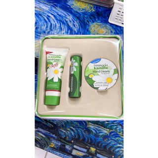 Herbacin Kamille Hand Cream set 20ml x 3ชิ้น มาในแพคเกจกล่องเหล็กน่ารักมากๆ