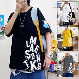 【✨พร้อมส่ง📦】แฟชั่น เสื้อยืดคอกลม สำหรับผู้ชาย เสื้อยืดลำลองสไตล์เกาหลี เสื้อยืดโอเวอร์ไซส์ เสื้อยืดพิมพ์ลายตัวอักษร เสื้อยืดหลวม สวมใส่สบาย ระบายความร้อนดีเยี่ยม ราคาถูก สไตล์เกาหลีร้อน