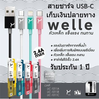 สายชาร์จ USB C (Why Welle) สายถัก รับประกัน 1 ปี รองรับ Fast charge