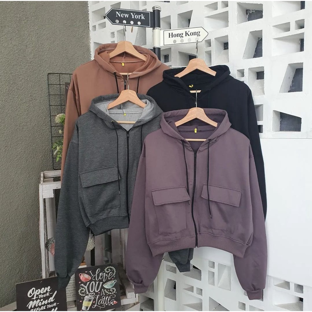 Zarra CROOPE HOODIE JACKET WOMEN - เสื้อแจ็คเก็ตครอปผู้หญิง - เสื้อแจ็คเก็ต HOODIE