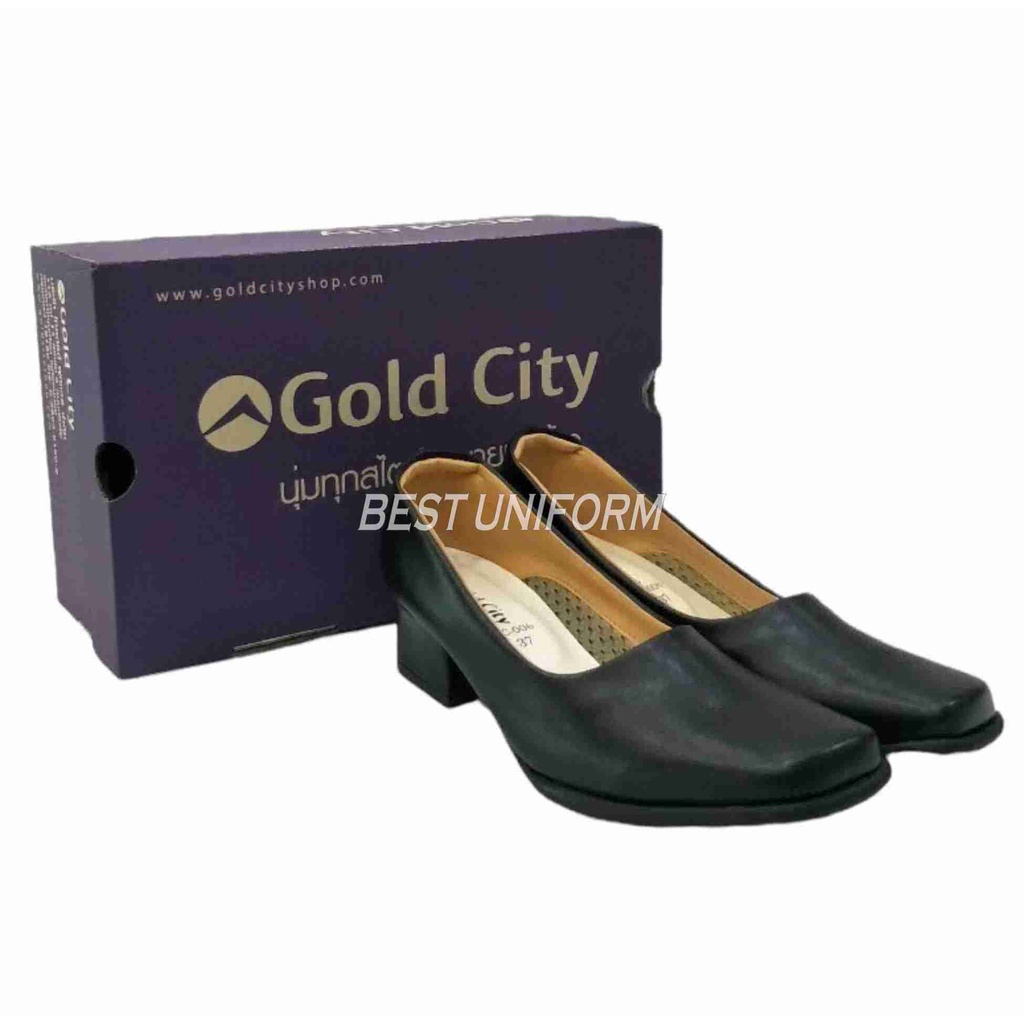 GOLDCITY รองเท้าคัชชูผู้หญิง  รองเท้านักศึกษา รุ่น C006 สีดำ