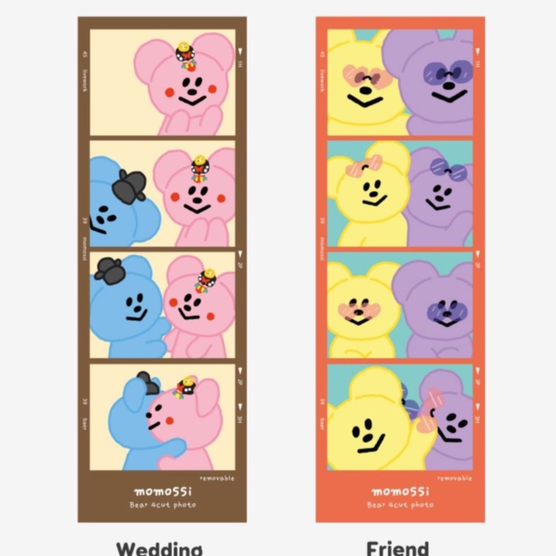 Momoshi bear photo sticker (set 2 pcs.) สติกเกอร์ ลิขสิทธิ์แท้ Livework