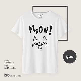 [ส่งฟรีไม่ใช้โค้ด] Yuu เสื้อยืด แมวคำราม Cat Roar T-shirt