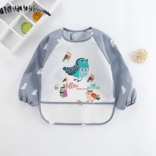 พร้อมส่ง‼️ ผ้ากันเปื้อนเด็ก กันน้ำเสื้อแขนยาว มีถาดรองอาหาร สวมใส่ง่าย เช็ดล้างทำความสะอาดได้