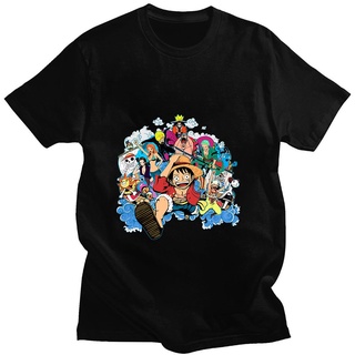 เสื้อยืดแขนสั้น ผ้าฝ้าย 100% พิมพ์ลายการ์ตูนอนิเมะ One Piece Roronoa Zoro Luffy ทรงหลวม โอเวอร์ไซซ์ เรียบง่าย แฟชั่น สํา