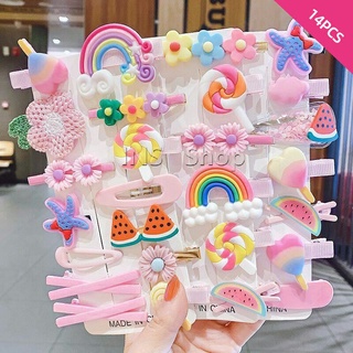 กิ๊ฟน่ารัก กิ๊ฟสไตล์เกาหลี กิ๊ฟเซ็ท14 ชิ้น  กิ๊บสีลูกกวาด Childrens hairpin