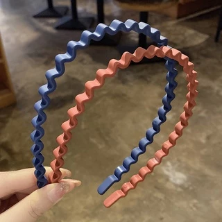 แฟชั่นผู้หญิง ที่คาดผม หยักศก เรียบง่าย น่ารัก เด็กผู้หญิง สีลูกกวาด เรซิน ที่คาดผม กิ๊บติด เกาหลี เครื่องประดับผม