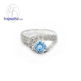 Finejewelthai-แหวนโทพาซ-โทพาซ-แหวนเพชรCZ-แหวนเงินแท้-พลอยประจำเดือนเกิด-Topaz-Silver-Ring-R1291tp (เลือกสีตัวเรือนได้)